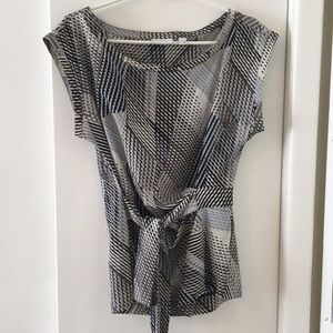 Black and white geometric blouse